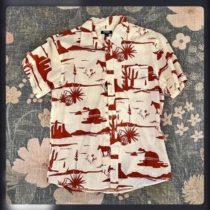 RSQ Red and White Desert Print Shirt